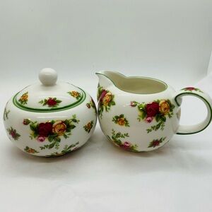 Royal Albert Old Country Roses Casual Classics Creamer and Sugar Bowl With Lid